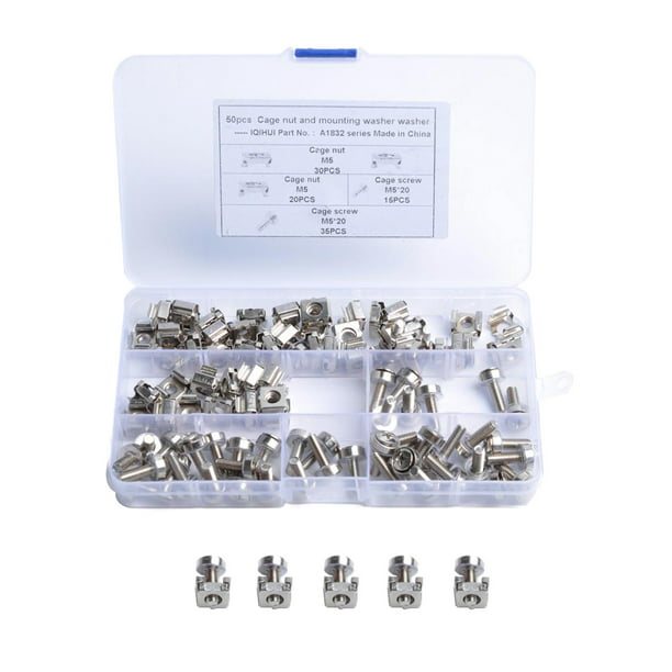 20Pcs Screws and Nuts Set Rack Screw Cage Nut Assortment Kit Accssories Parts for Network Cabinet Vehicles M520 